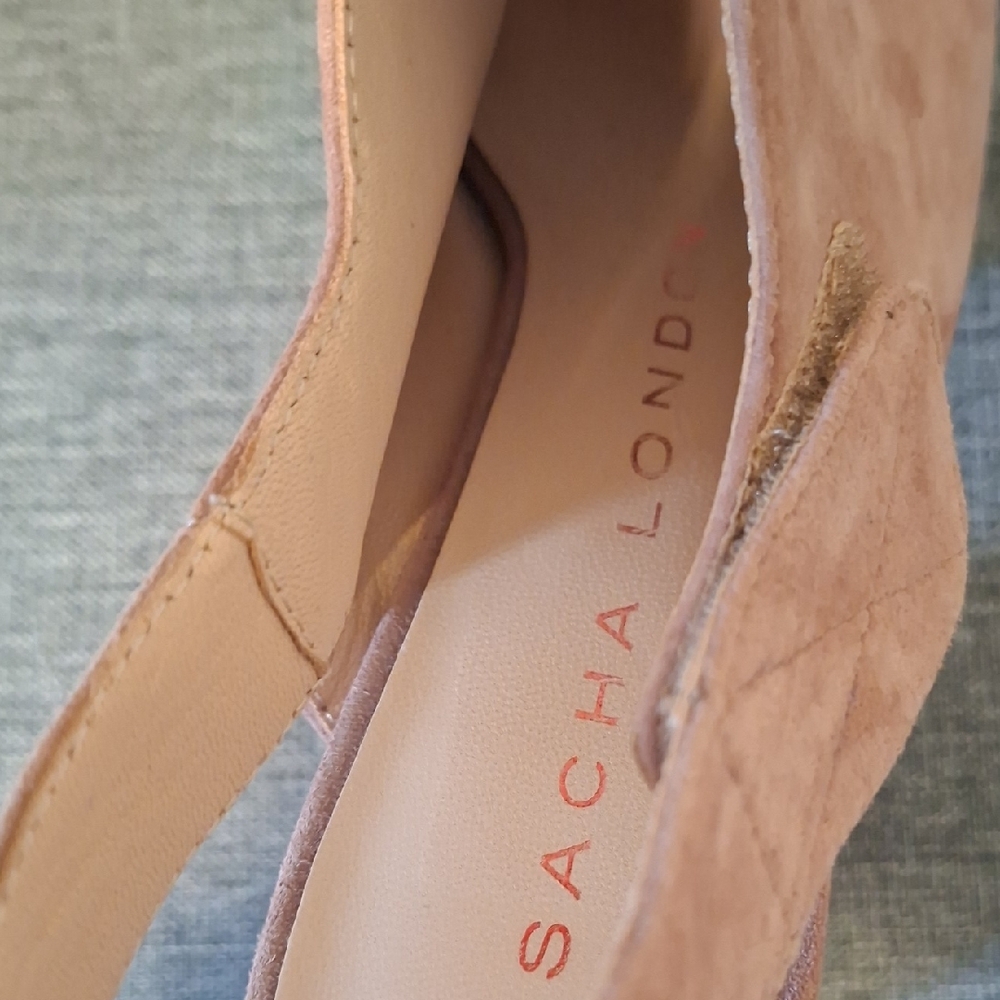 Sacha London Taupe Suede Platform Slingback Heels - Picture 2 of 11
